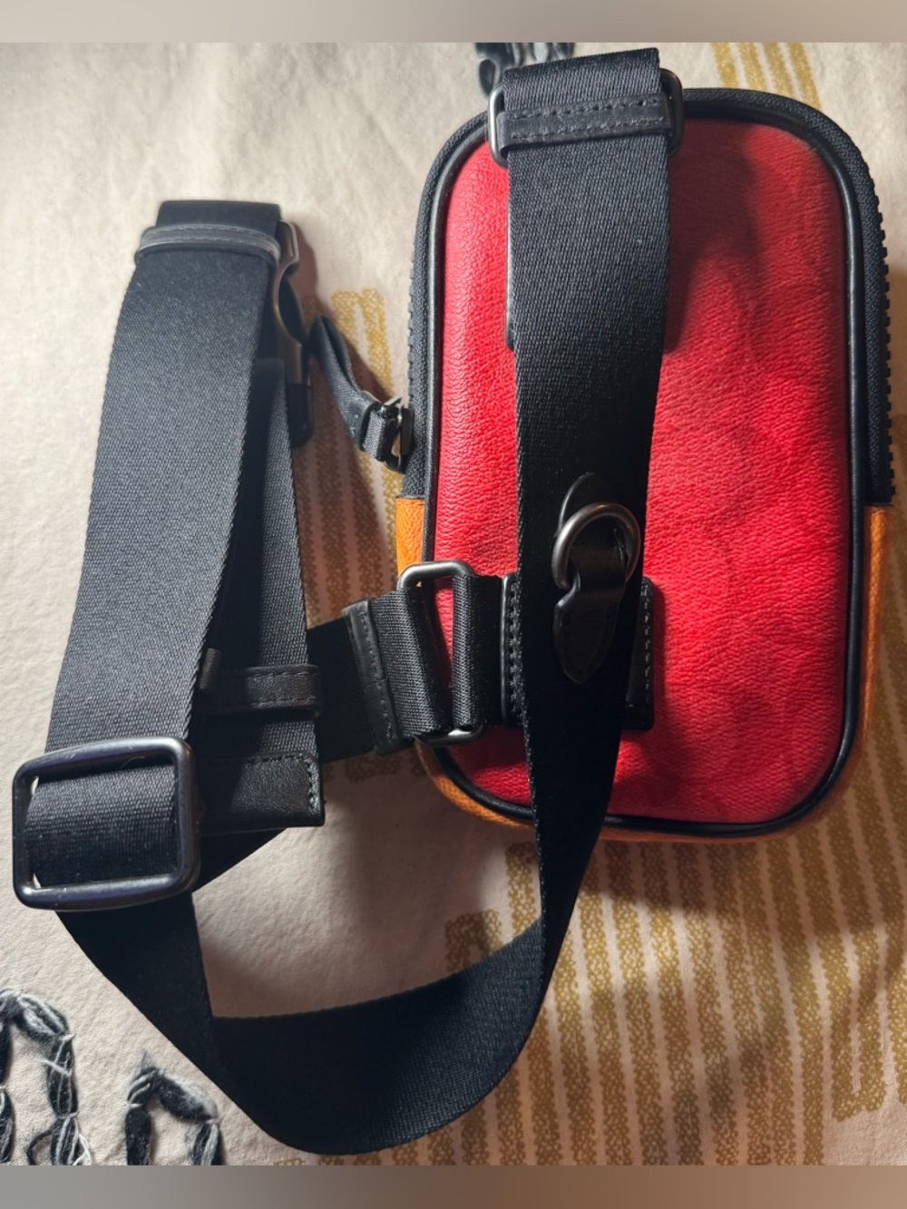 Coach Stanton Red Colorblock AirPod/iPhone Crossbody with Adjustable Strap - Picture 3 of 6